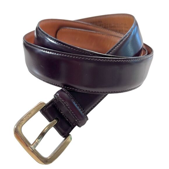 Trafalgar Classic Cordoba Leather Mahogany Dress Belt Solid Brass Buckle Size 36 - Picture 1 of 7